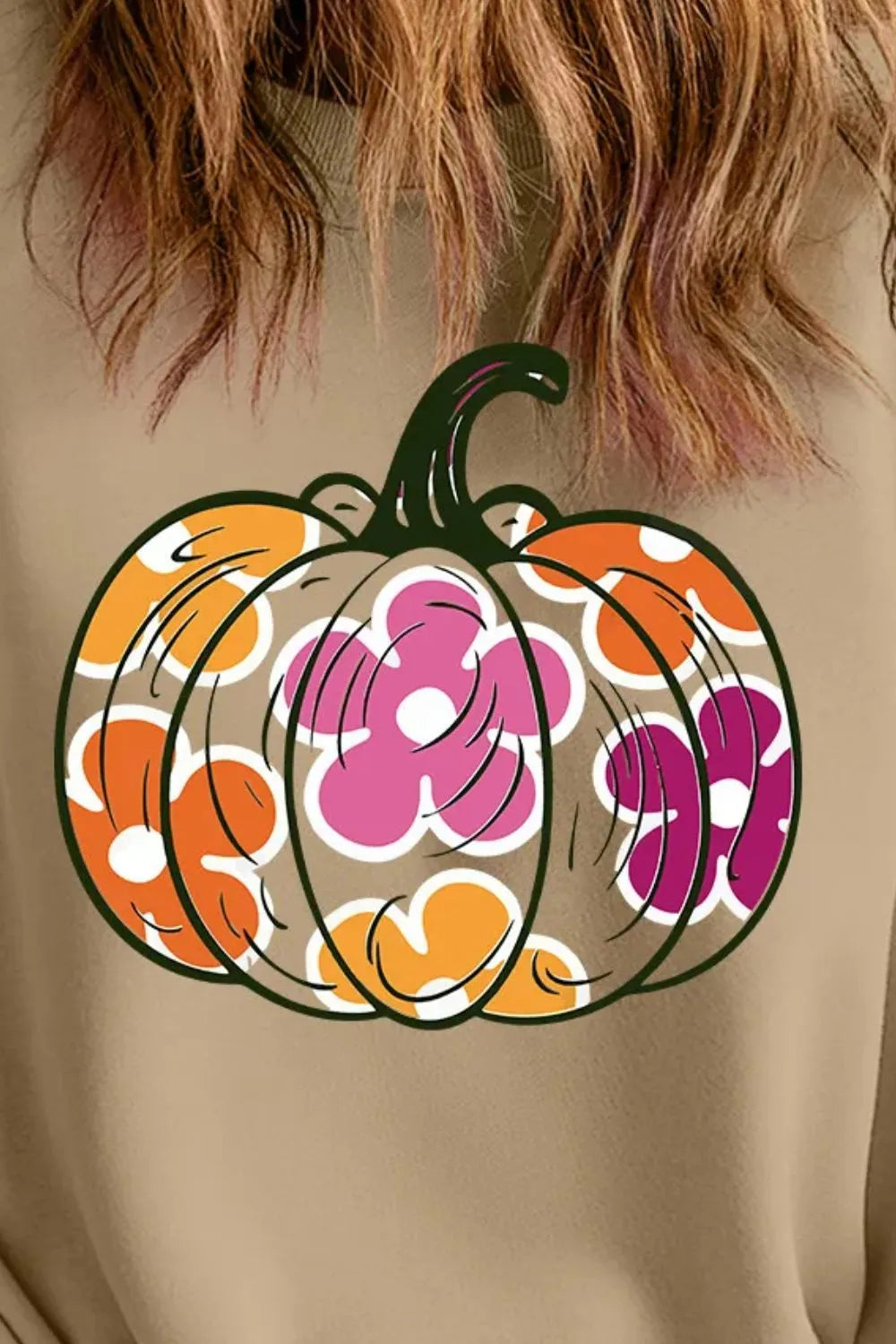 Sarah Express Women's Plus Size Pumpkin Graphic Dropped Shoulder Sweatshirt