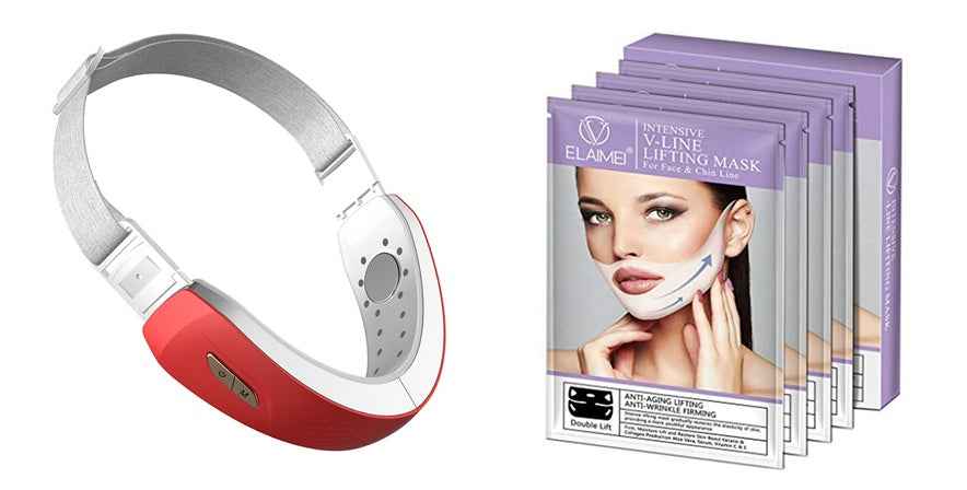 Sarah Express LED Photon Therapy Face Massager - V-Shape Lifting Facial Massager with EMS Microcurrent & Blue Light