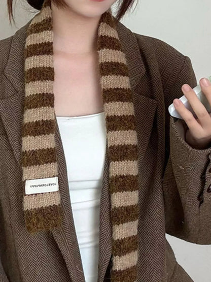 Sarah Express Women's Striped Knitted Warm Scarf Taupe ONESIZE