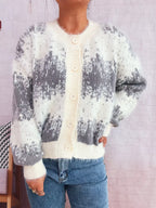 Sarah Express Women's Ribbed Hem Button Up Cardigan