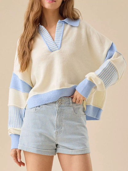 Sarah Express Women's Color Block Dropped Shoulder Sweater