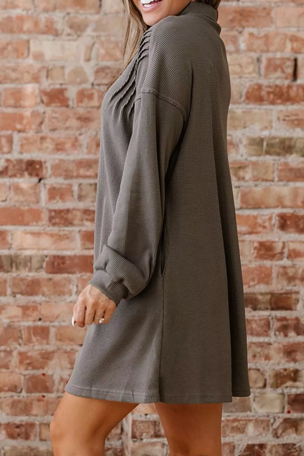 Sarah Express Women's Waffle Knit Shirt Tunic Dress