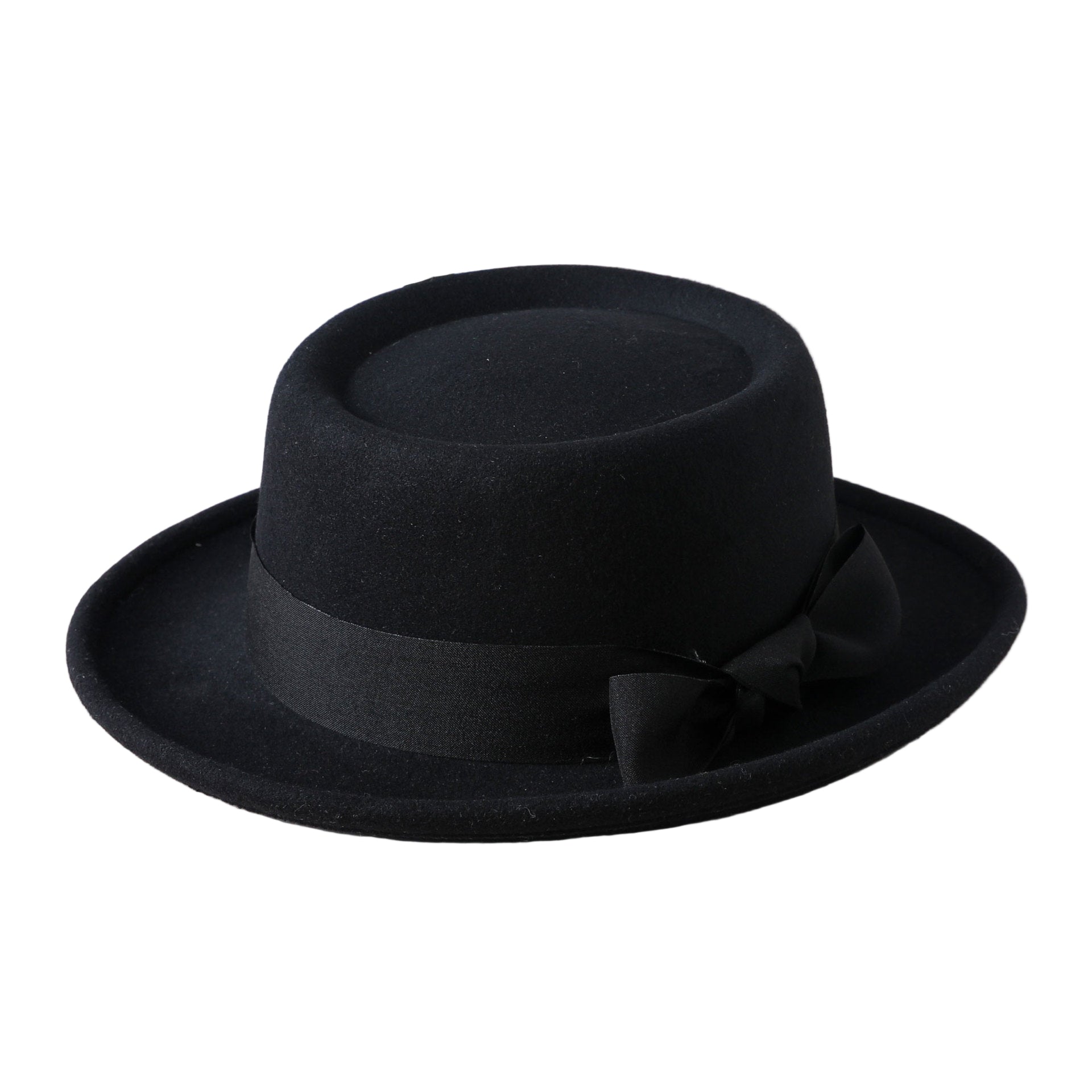 Sarah Express Vintage Flat Top Hat with Bow British Retro Style Women's Fall Winter Cap