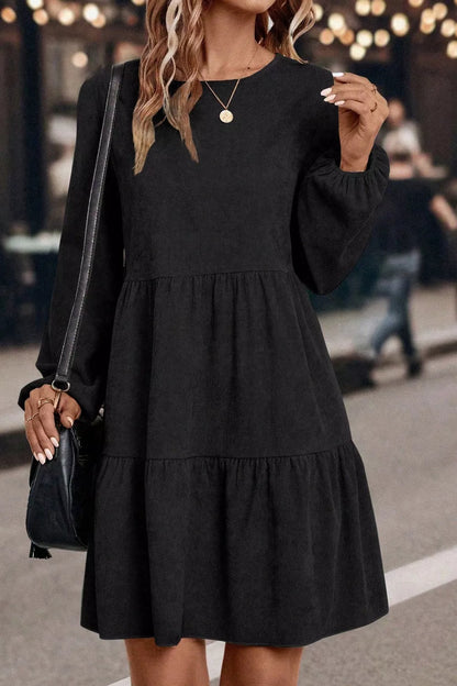 Sarah Express Women's Long Sleeve Tiered Mini Dress