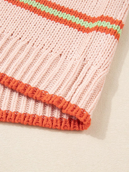 Sarah Express Women's Open Front Striped Pattern Knit Oversize Cardigan