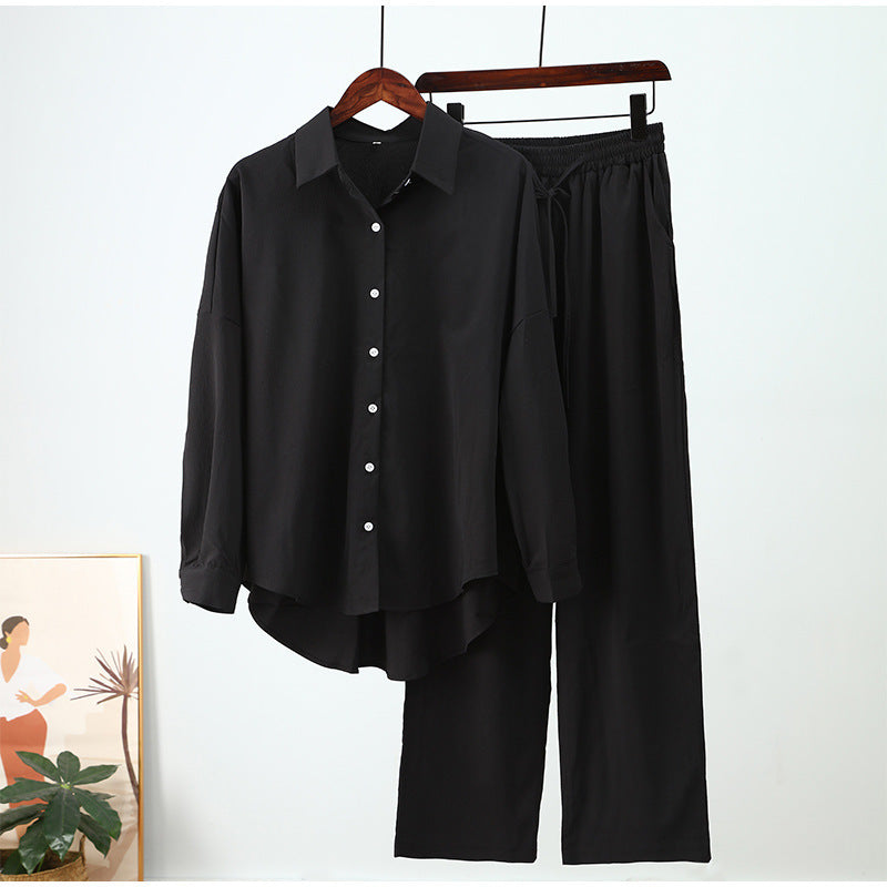 Sarah Express Women's Elegant Long Sleeve Blouse and Pants Two-Piece Professional Set