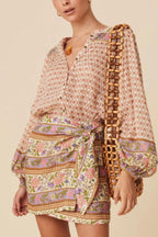 Sarah Express Women's Printed Button Down Long Sleeve Shirt