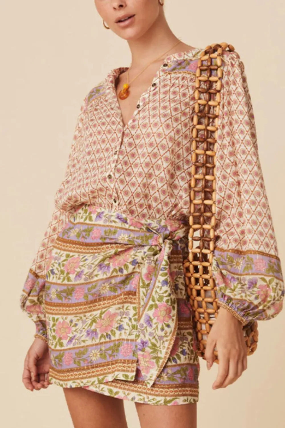 Sarah Express Women's Printed Button Down Long Sleeve Shirt