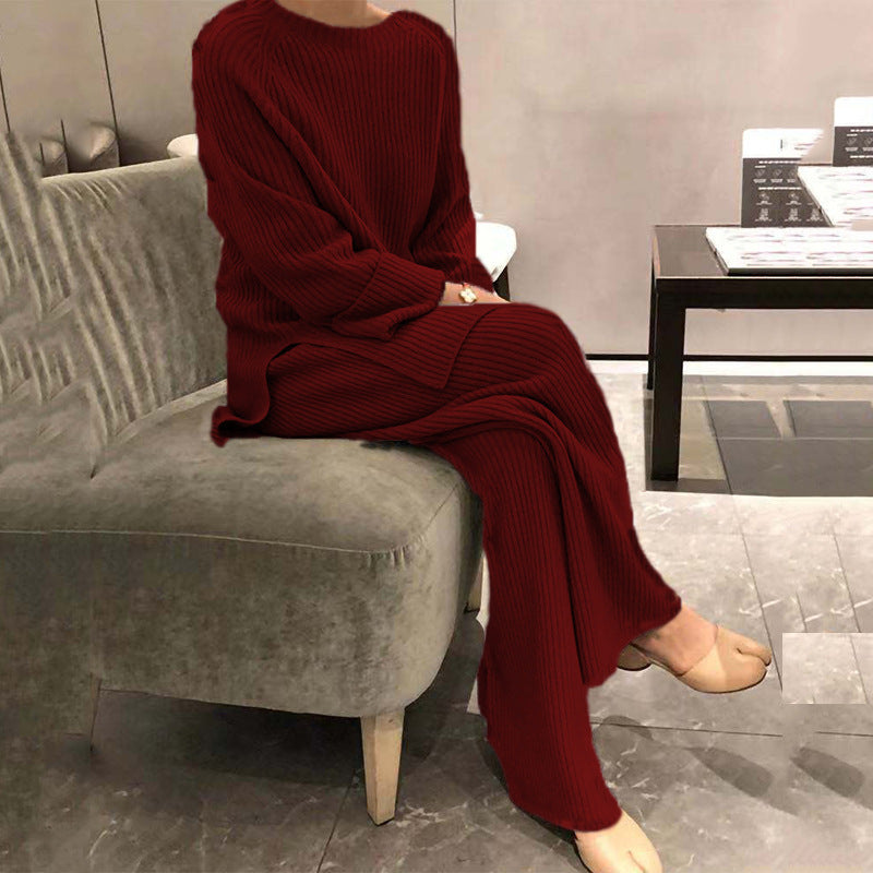 Sarah Express Women's Knit Sweater Two Piece Matching Set Long Sleeve Top Pants
