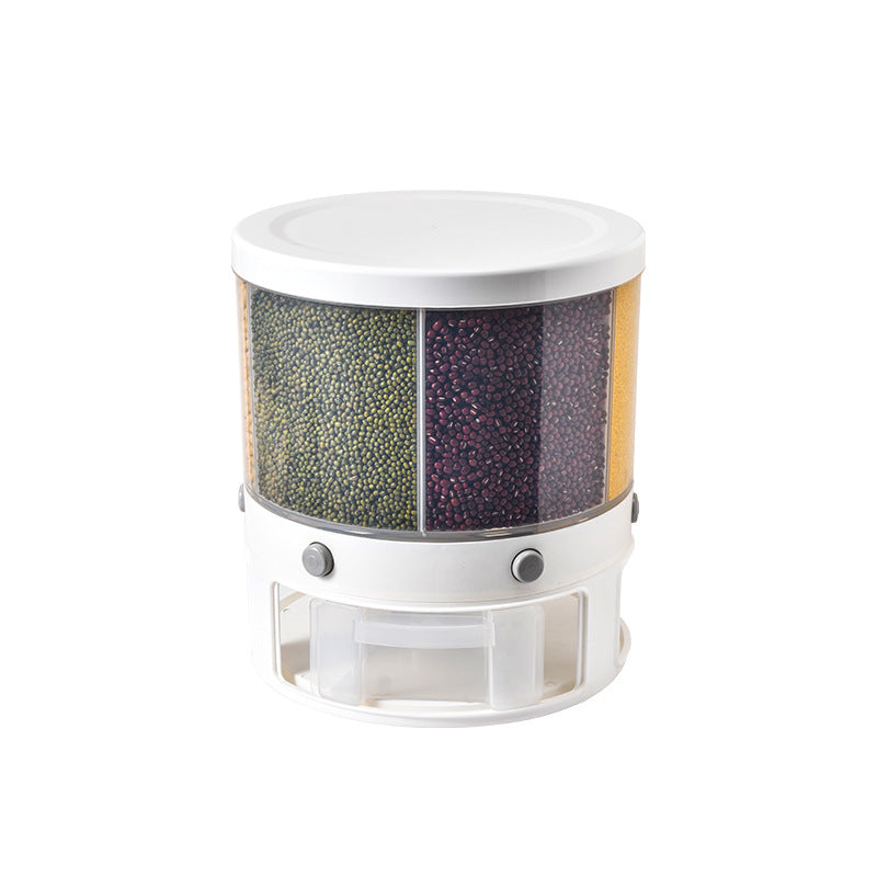 Sarah Express Rotatable Food Storage Container - Multi-Compartment Rice Dispenser with Moisture-Proof Seal