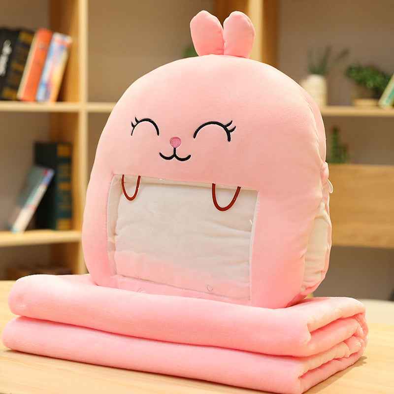Sarah Express Multifunctional Hand Warmer Pillow with Phone Pocket & Blanket - Plush Winter Comfort Cushion Rabbit
