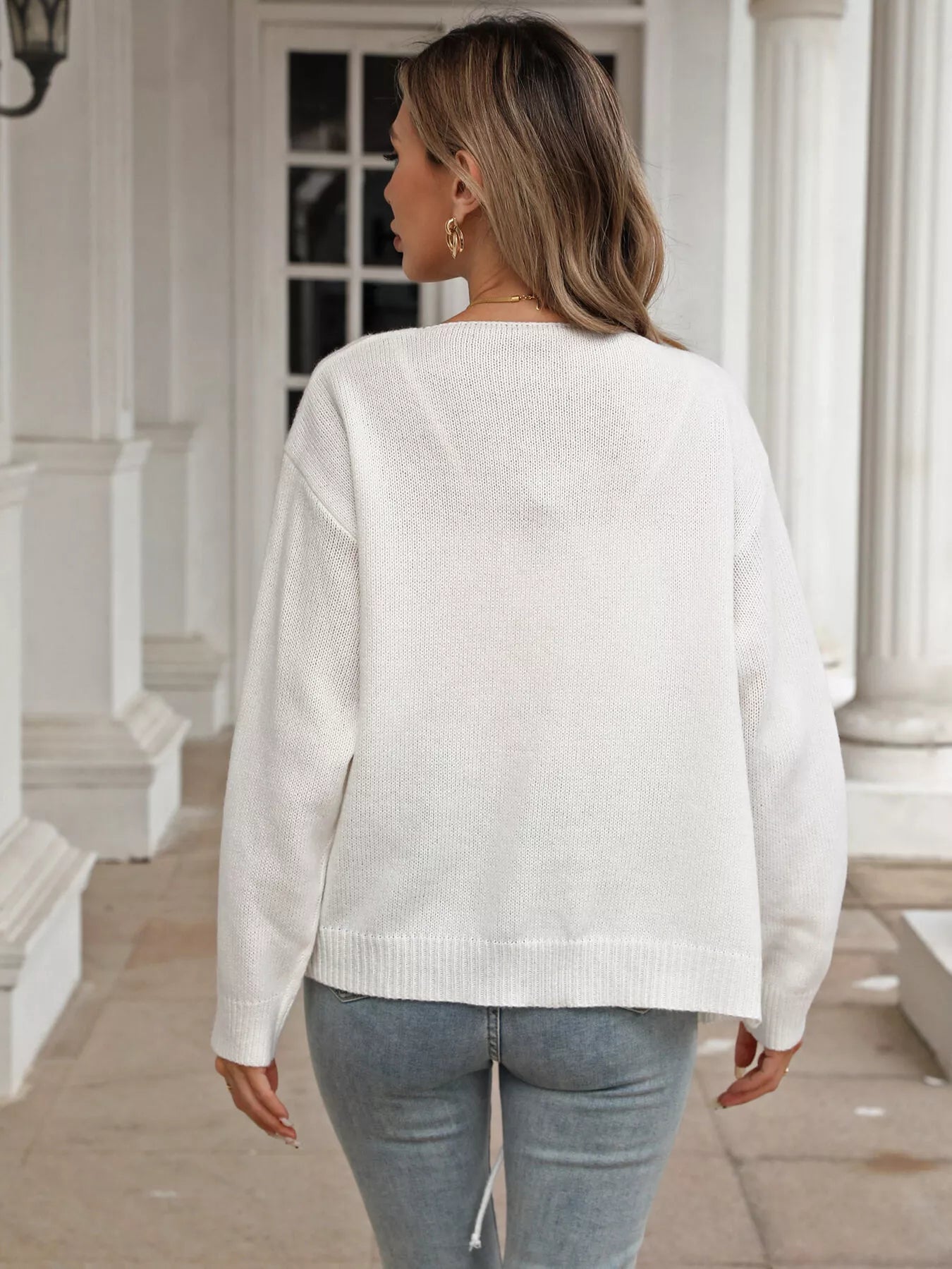 Sarah Express Women's Tie-Front Long Sleeve Cardigan - Ribbed Knit Sweater with Pockets