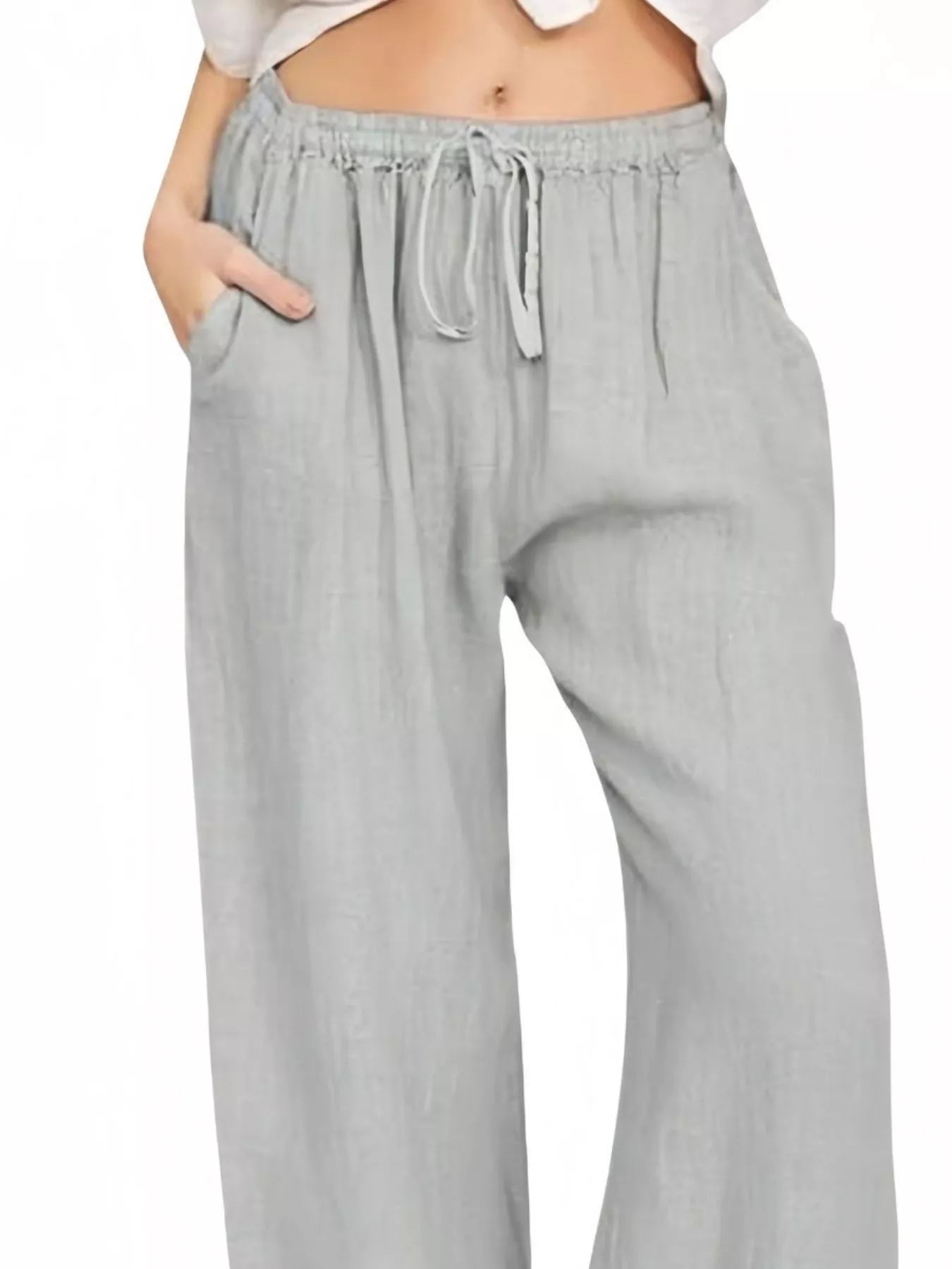 Sarah Express Women's Casual Wide Leg Pants with Drawstring