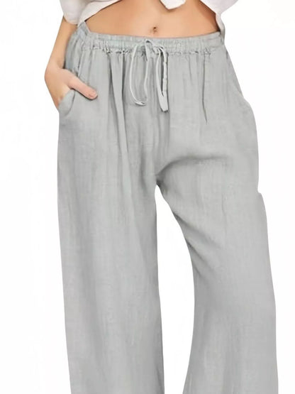 Sarah Express Women's Casual Wide Leg Pants with Drawstring