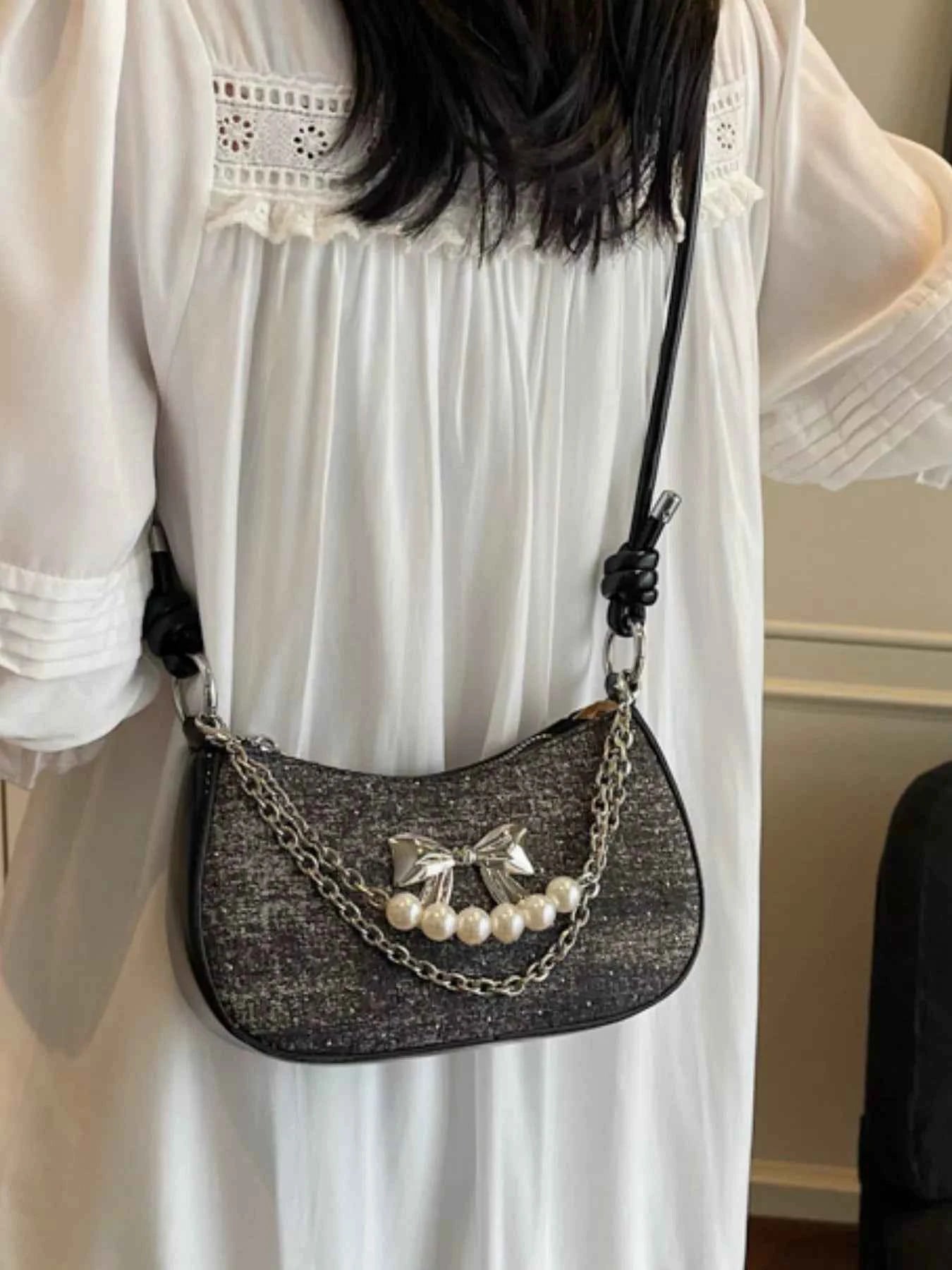 Sarah Express Women's Bow Decor Chain Crossbody Bag - Mini Shoulder Bag