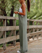 Sarah Express Suspender Wide-Leg Jumpsuit Women's Sleeveless Overall Style