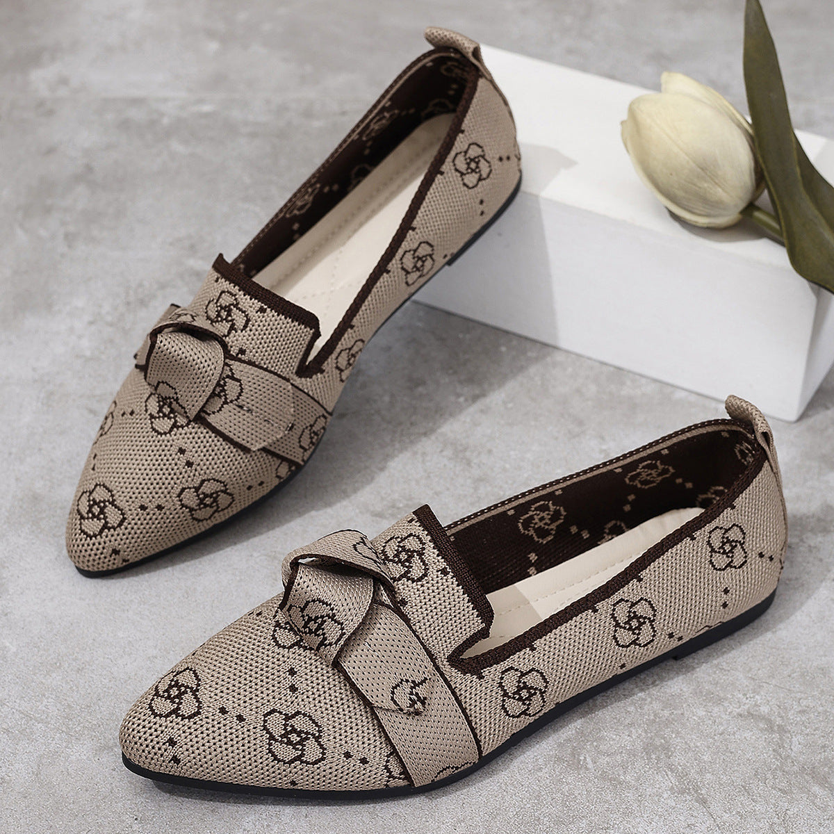 Sarah Express Bow-Tie Loafers | Breathable Mesh Slip-On Pointed Toe Flats Presbyopia