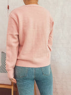 Sarah Express Women's Flower Button Up Long Sleeve Cardigan