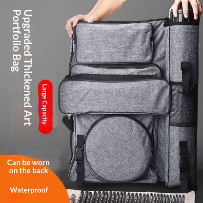 Sarah Express Large Canvas Art Drawing Backpack – Oxford Cloth Artist Bag | Extra Thick, 4K Black