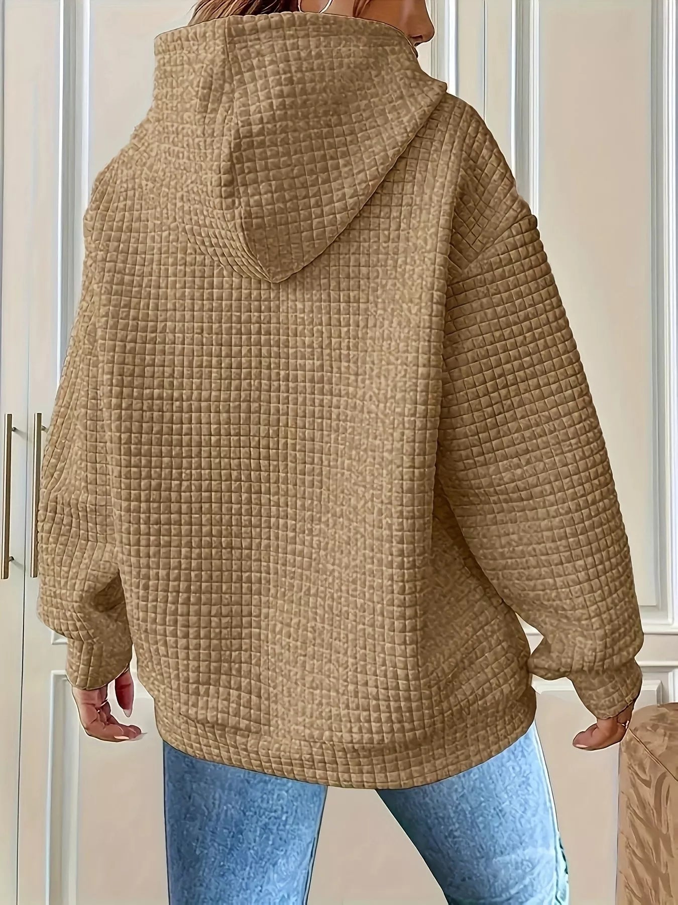 Sarah Express Women's Textured Knit Drawstring Hoodie