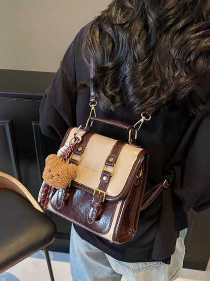 Sarah Express Women's Vintage Buckle Mini Backpack - PU Leather Small Backpack Purse