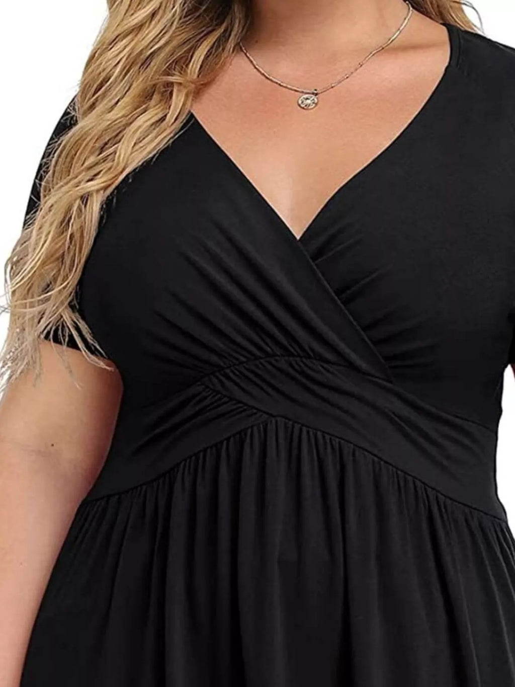 Sarah Express Women's Plus Size Surplice Short Sleeve T-Shirt