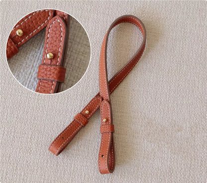 Sarah Express Genuine Leather Bag Strap Replacement – Adjustable Spaghetti Shoulder Strap with Gold & Silver Stud Detail Brown with gold 113cm