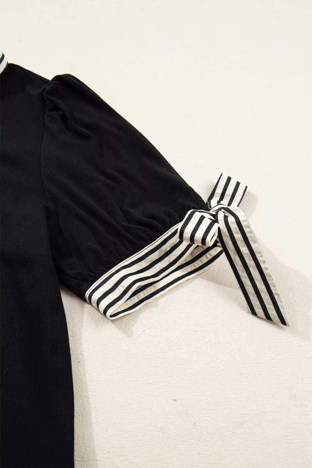 Sarah Express Women's Stripe Detail Polo Collar Half Buttons Tied Short Sleeve Shift Mini Dress