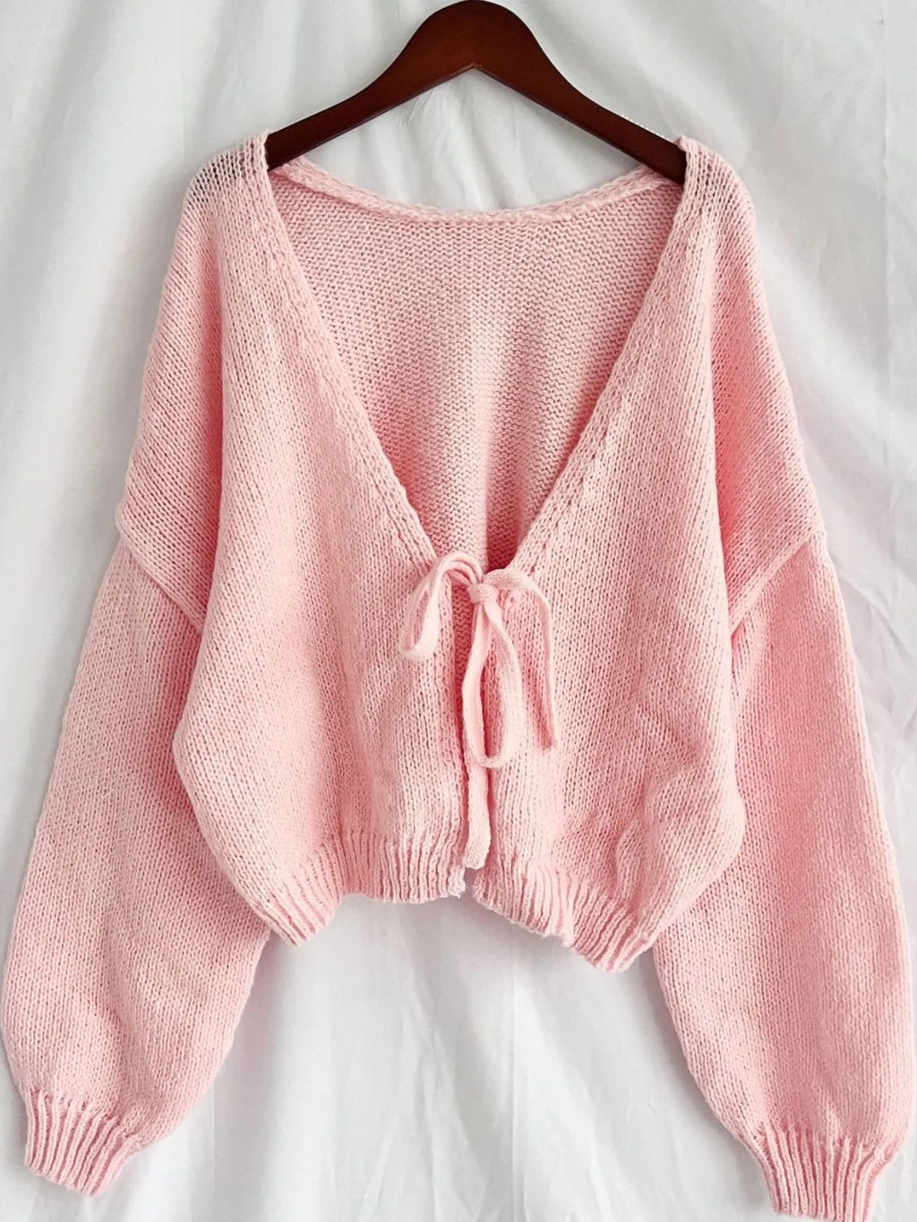 Sarah Express Women's Tied Drop Shoulder Cardigan