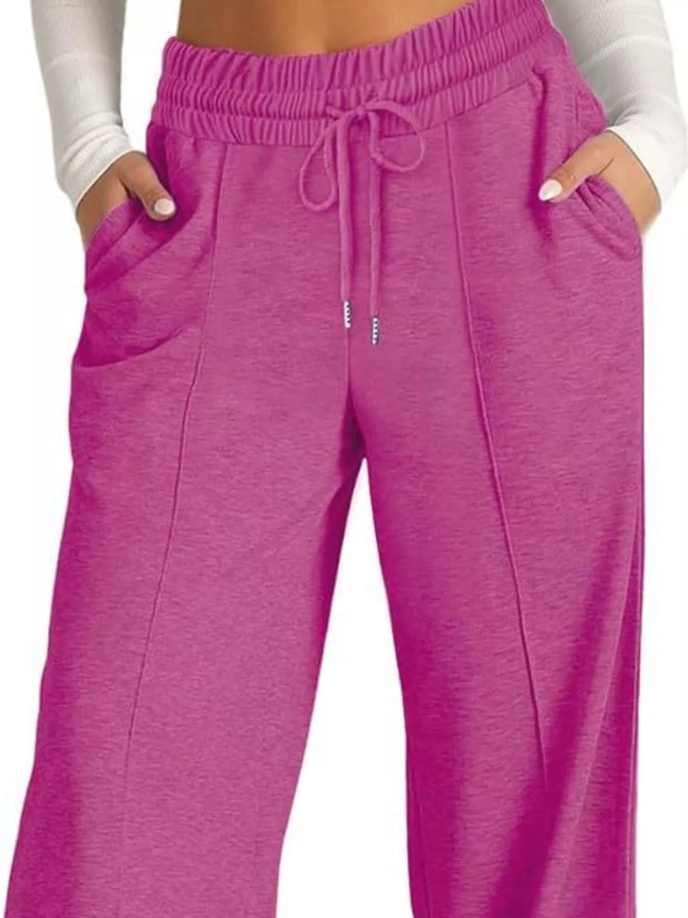 Sarah Express Women's Wide Leg Drawstring Pants - High Waist Palazzo Pants with Pockets