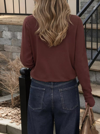 Sarah Express Women's Scarf-Accented Long Sleeve Sweater