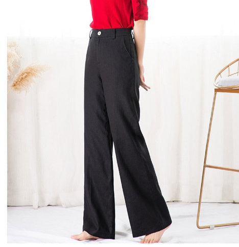 Sarah Express Women's High Waist Straight Leg Cotton Linen Pants Loose Fit Lightweight Summer Trousers