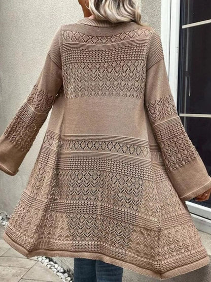 Sarah Express Women's Openwork Open Front Knit Cardigan