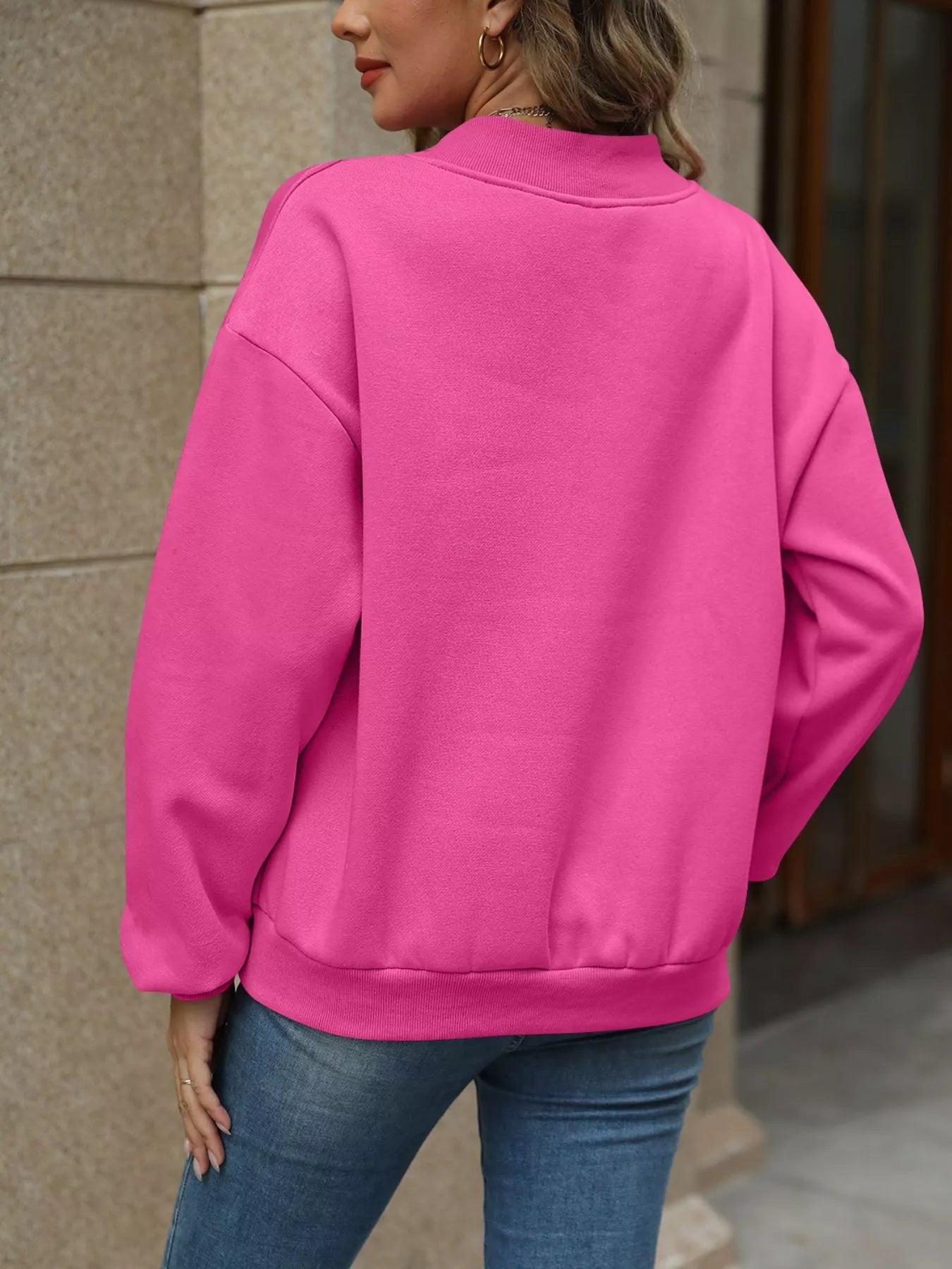 Sarah Express Women's V-Neck Solid Color Casual Sweatshirt