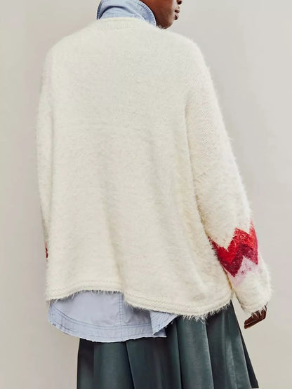 Sarah Express Women's Fruit Print Round Neck Long Sleeve Sweater