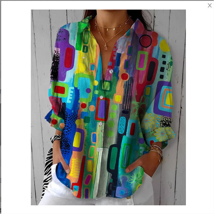 Sarah Express Women's Floral Print Long Sleeve Button-Up Shirt Casual Spring Summer Fall Top
