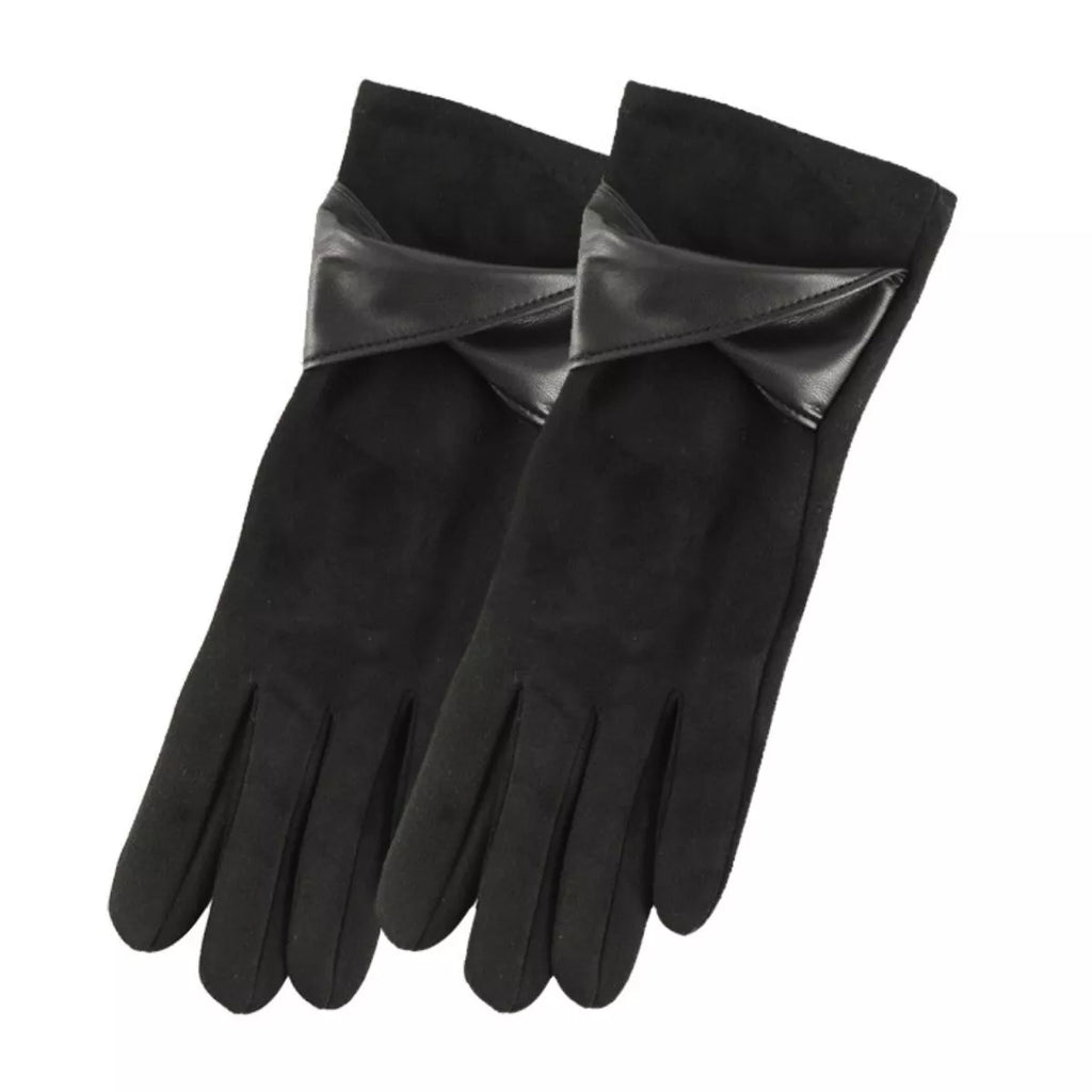 Sarah Express Women's Warm Leather Trimmed Suede Gloves