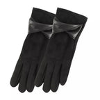 Sarah Express Women's Warm Leather Trimmed Suede Gloves