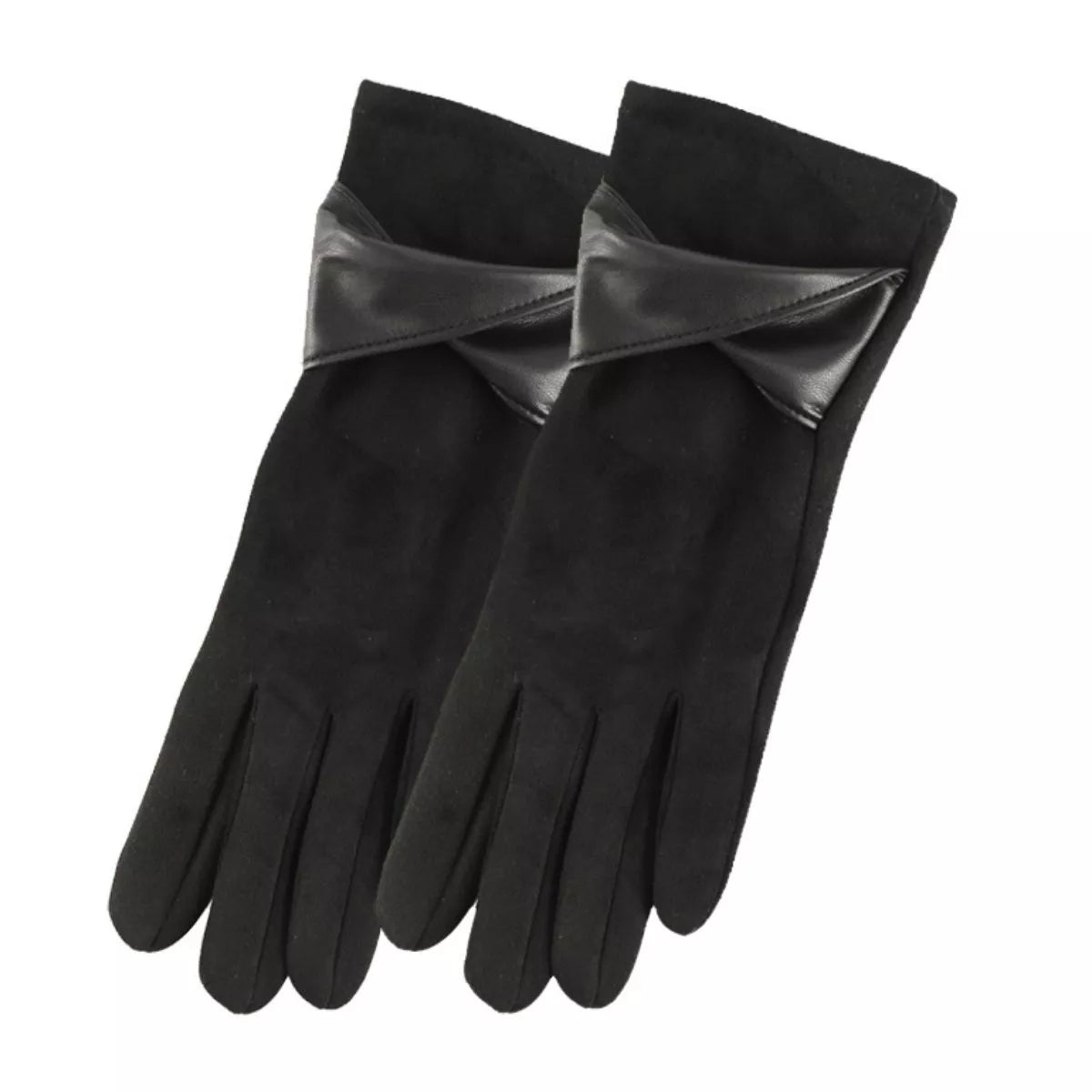 Sarah Express Women's Warm Leather Trimmed Suede Gloves