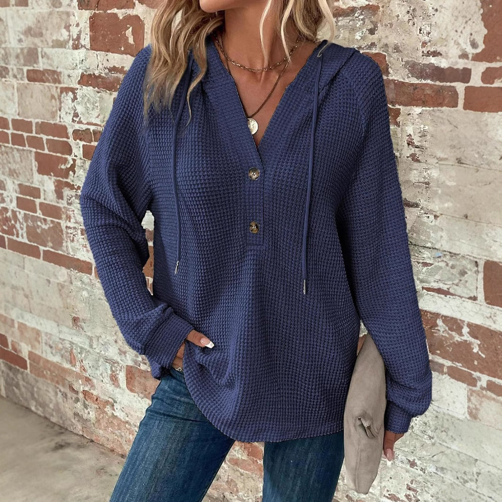 Sarah Express Women's V-Neck Long Sleeve Pullover Sweater Loose Fit Casual