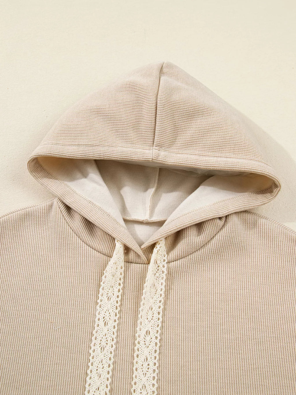 Sarah Express Women's Lace Drawstring Hoodie and High Waist Pants Corduroy Suit