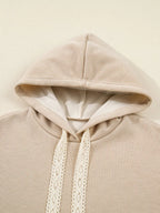 Sarah Express Women's Lace Drawstring Hoodie and High Waist Pants Corduroy Suit