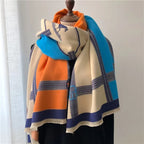 Sarah Express Women's Contrast Color Scarf - Oversized Soft Cotton Wrap Shawl Korean Style