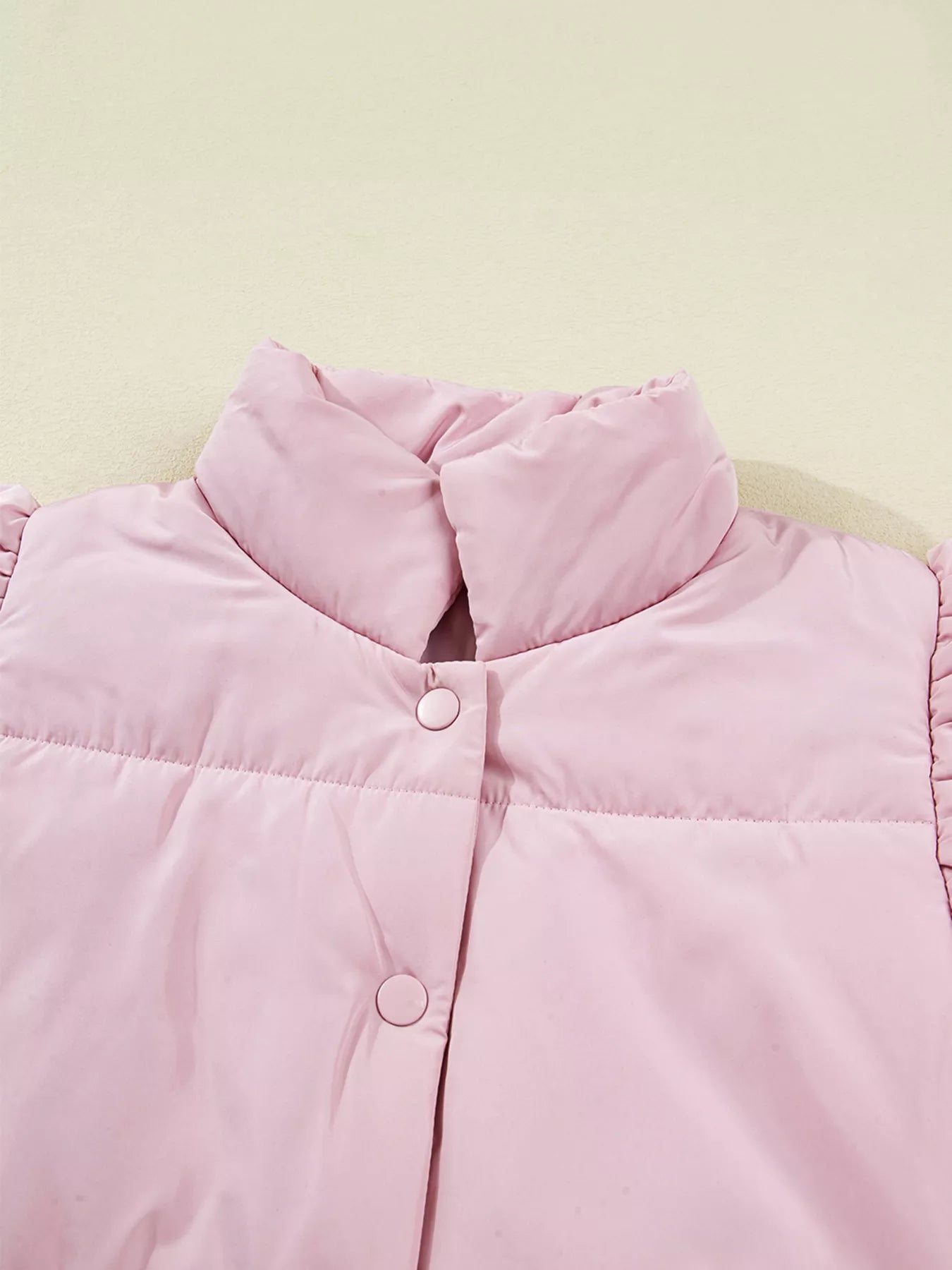 Sarah Express Women's Stand Neck Flutter Sleeve Snap Button Puffer Vest