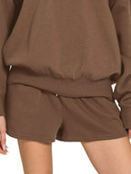 Fleece Boat Neck Sweatshirt and Shorts Set