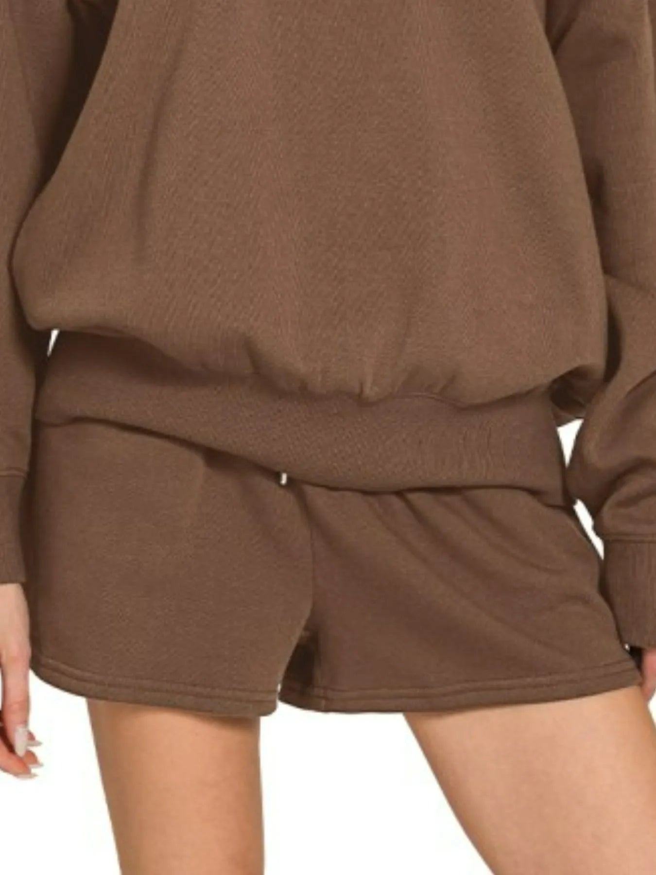 Fleece Boat Neck Sweatshirt and Shorts Set