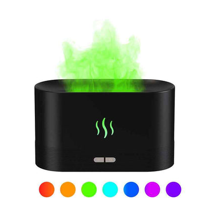 Sarah Express Flame Effect Aroma Diffuser Humidifier with LED Light - Ultrasonic Essential Oil Diffuser for Home Office Spa Yoga 7Colors Black USB plug in version