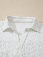 Sarah Express Women's Textured Johnny Collar Sweatshirt