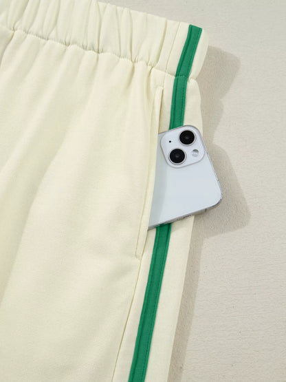 Sarah Express Women's Ribbed Colorblock V Neck Sporty Pullover Mini Skort Athleisure Set