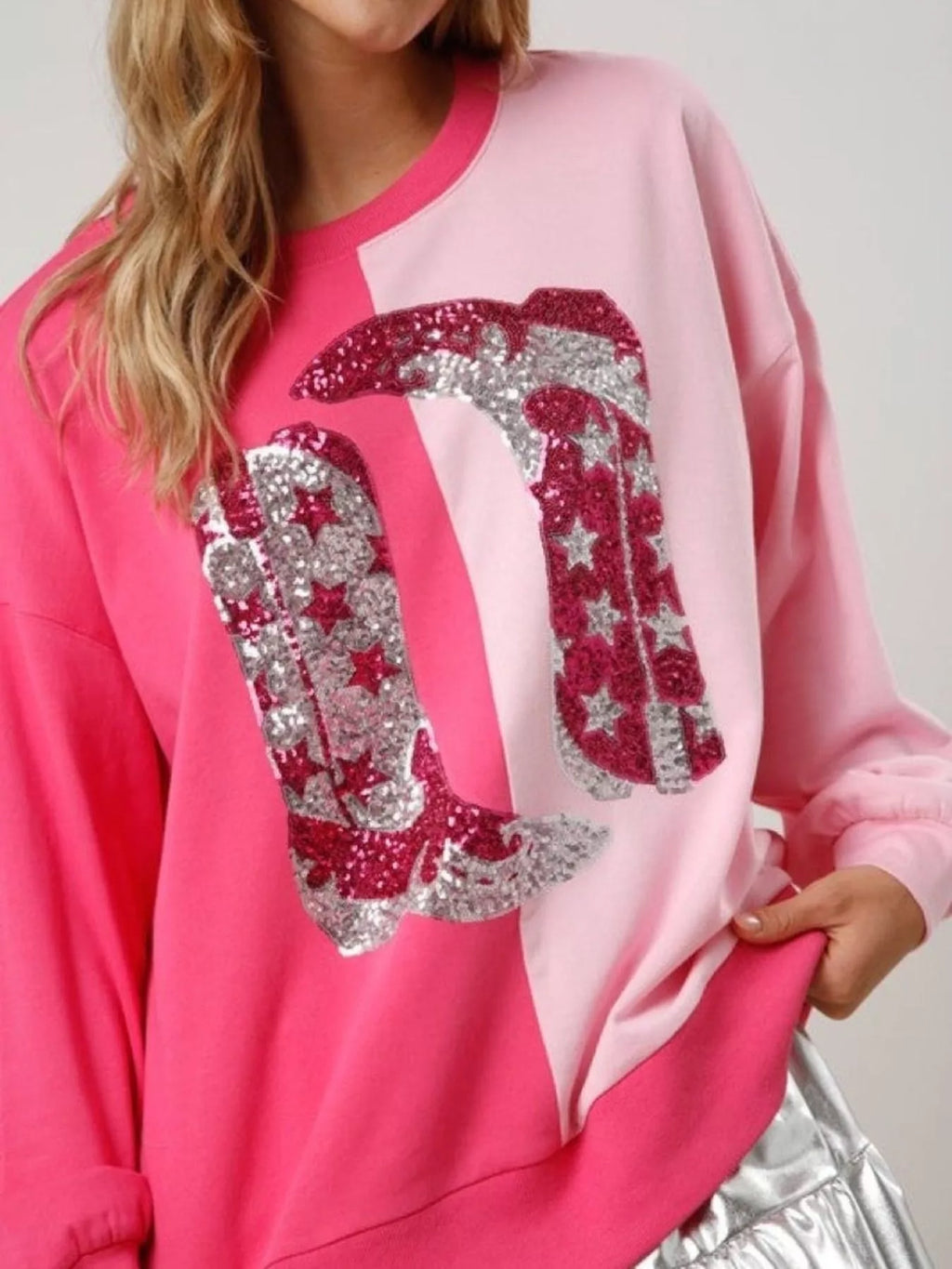 Sarah Express Women's Sequin Color Block Sweatshirt